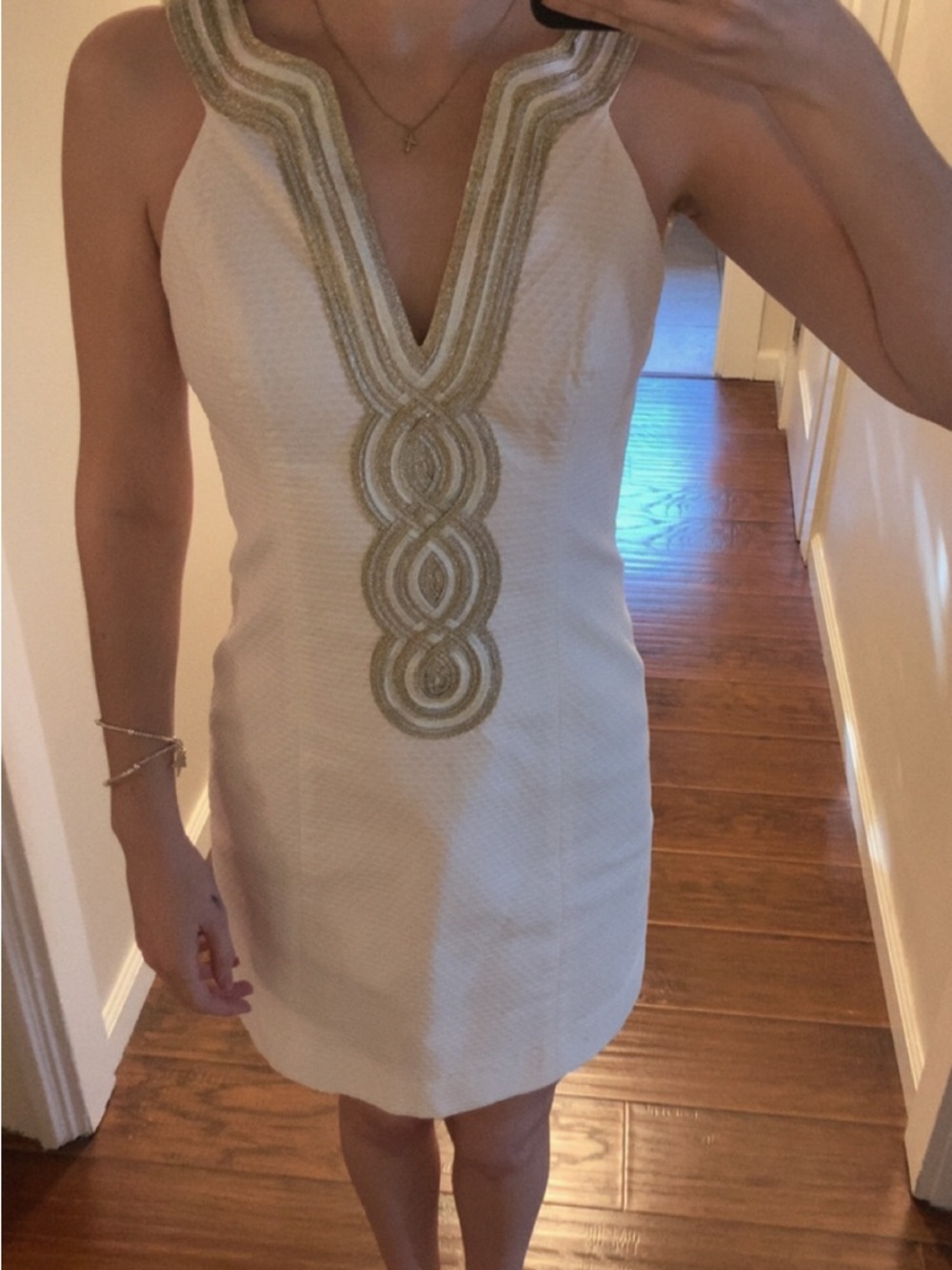 Lilly Pulitzer Cream Mini Dress with Gold Trim